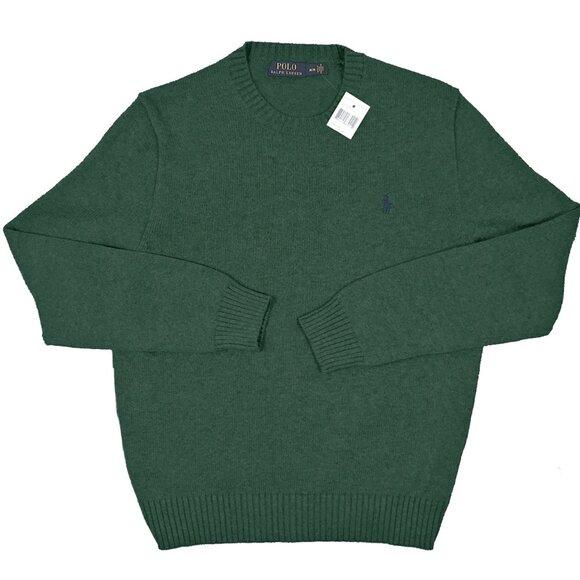 NEW Polo Ralph Lauren Crewneck Sweater!  Sm  Green With Navy Polo Player  Cotton - Picture 1 of 1